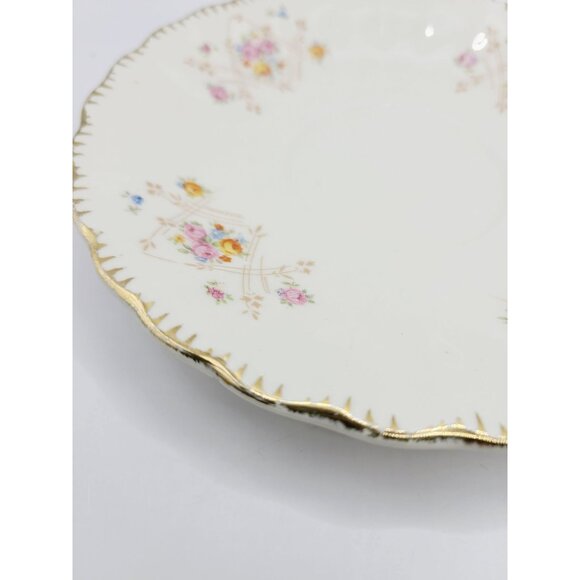 Vintage Limoges New Princess Porcelain Saucer Set Of 2 Gold Trim Scalloped Edges - Picture 4 of 7